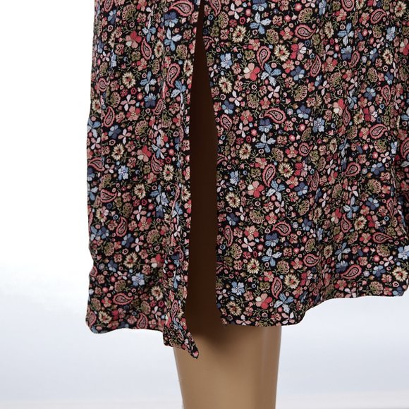 LOFT Vine Floral Paisley Cap Sleeve Midi Dress Size 4 - Picture 4 of 7